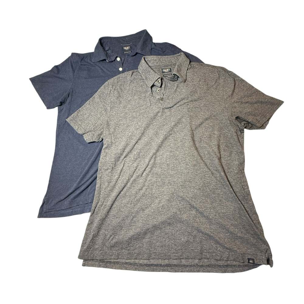 Faherty Reserve The Movement Polo - Heather Grey and Navy Size Large Bundle